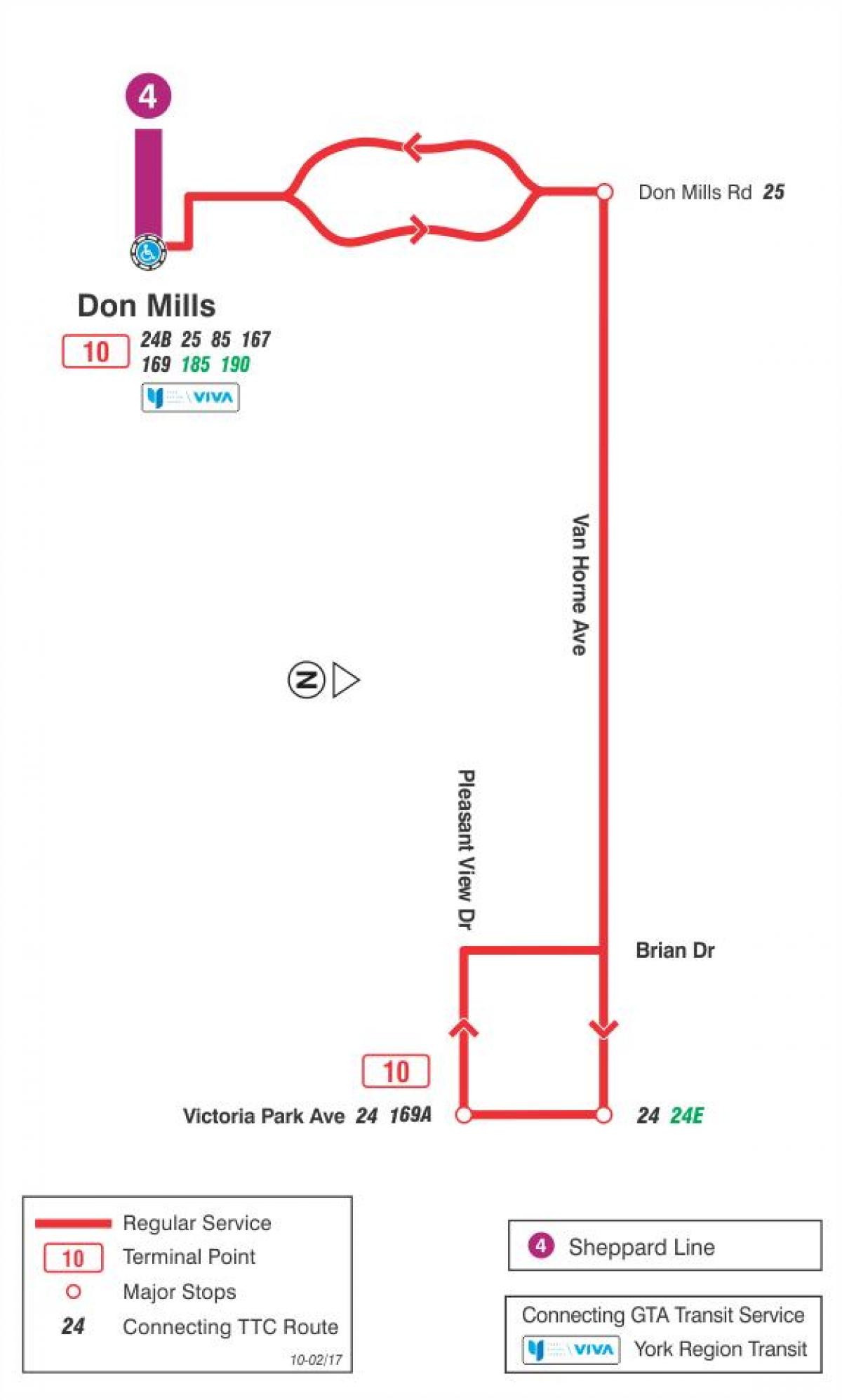 TTC 10 Van Horne otobüs güzergahı Toronto haritası 