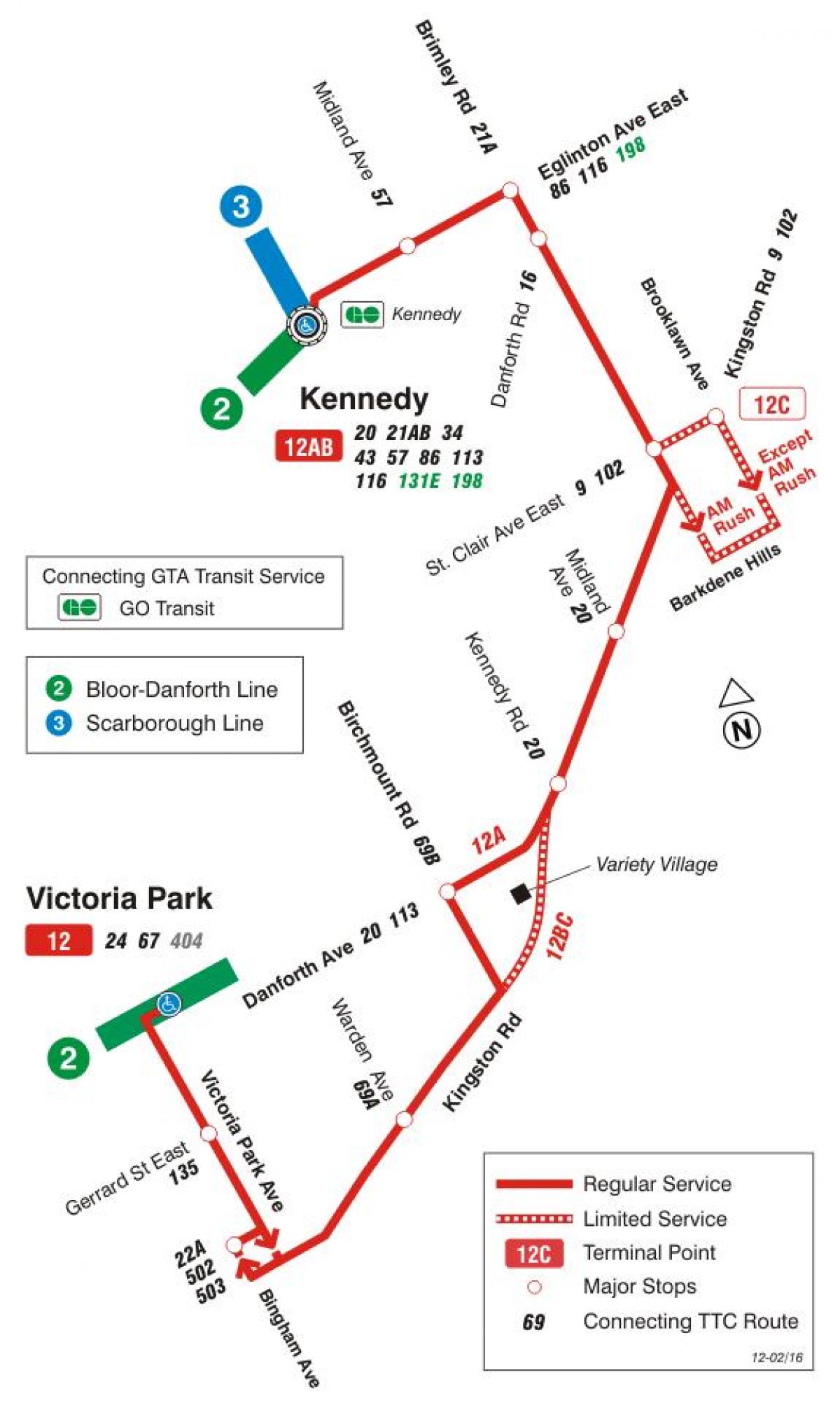 TTC 12 Kingston Rd otobüs güzergahı Toronto haritası 