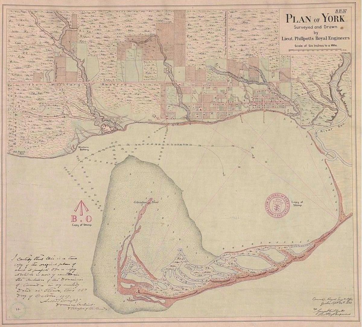 1787-1884 York arazi haritası Toronto 