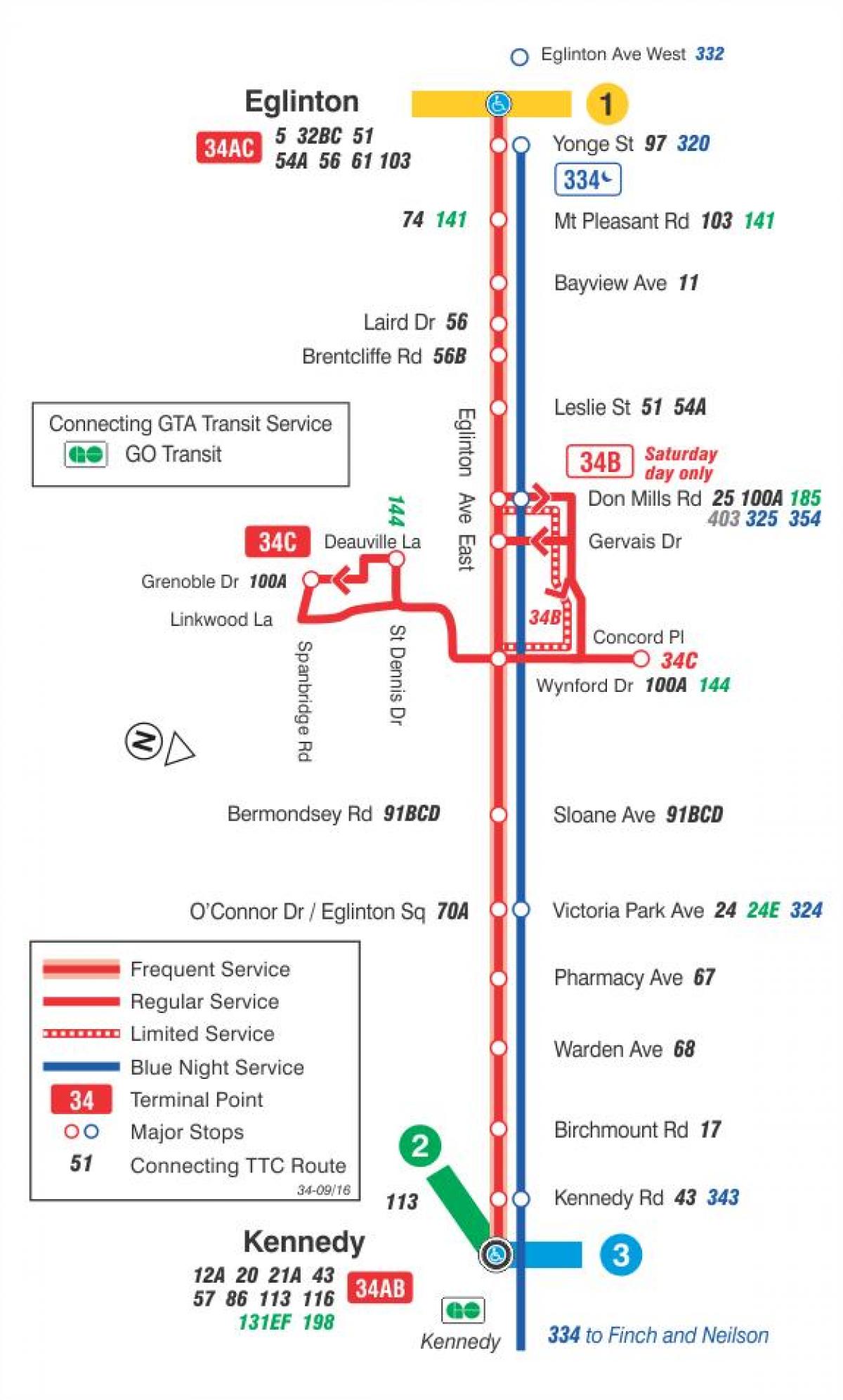 34 TTC Eglinton East otobüs güzergahı Toronto haritası 