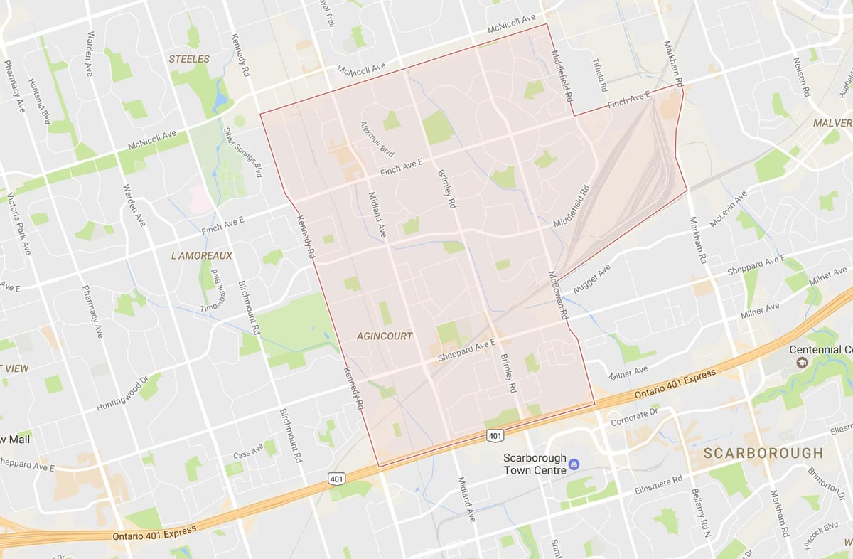 Agincourt mahalle Toronto haritası 