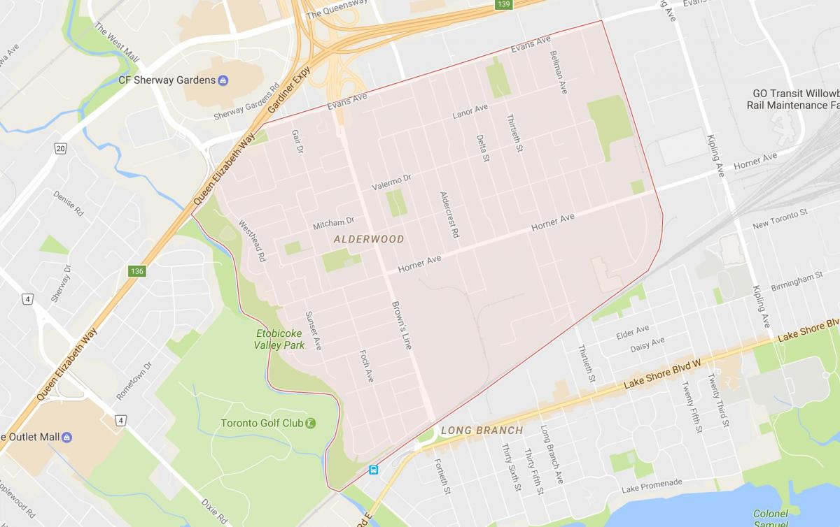 Alderwood Parkview mahalle Toronto haritası 