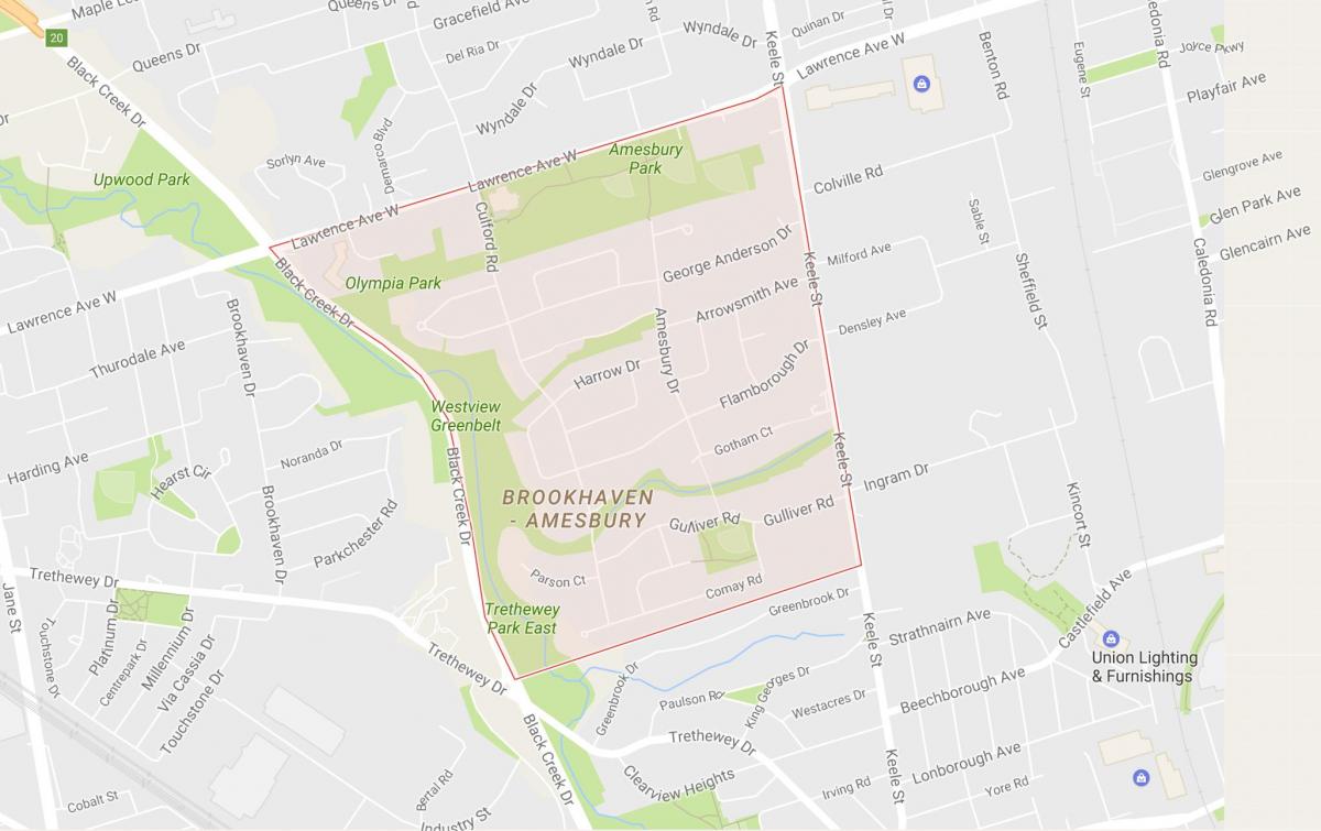 Amesbury mahalle Toronto haritası 
