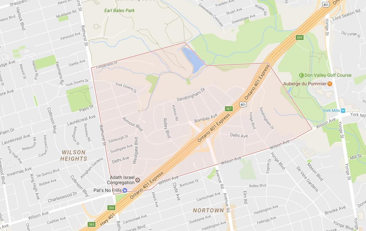 Armour Heights mahalle Toronto haritası 