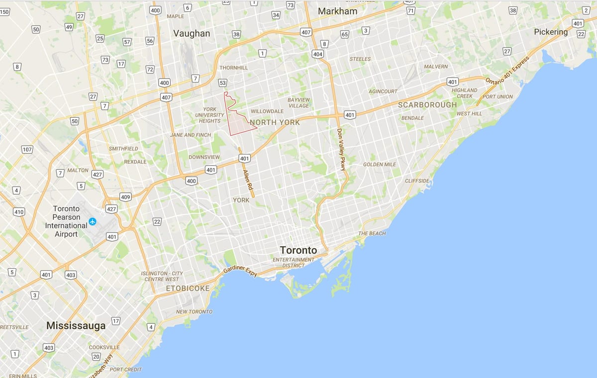 Bathurst Manor bölgesinde Toronto haritası 