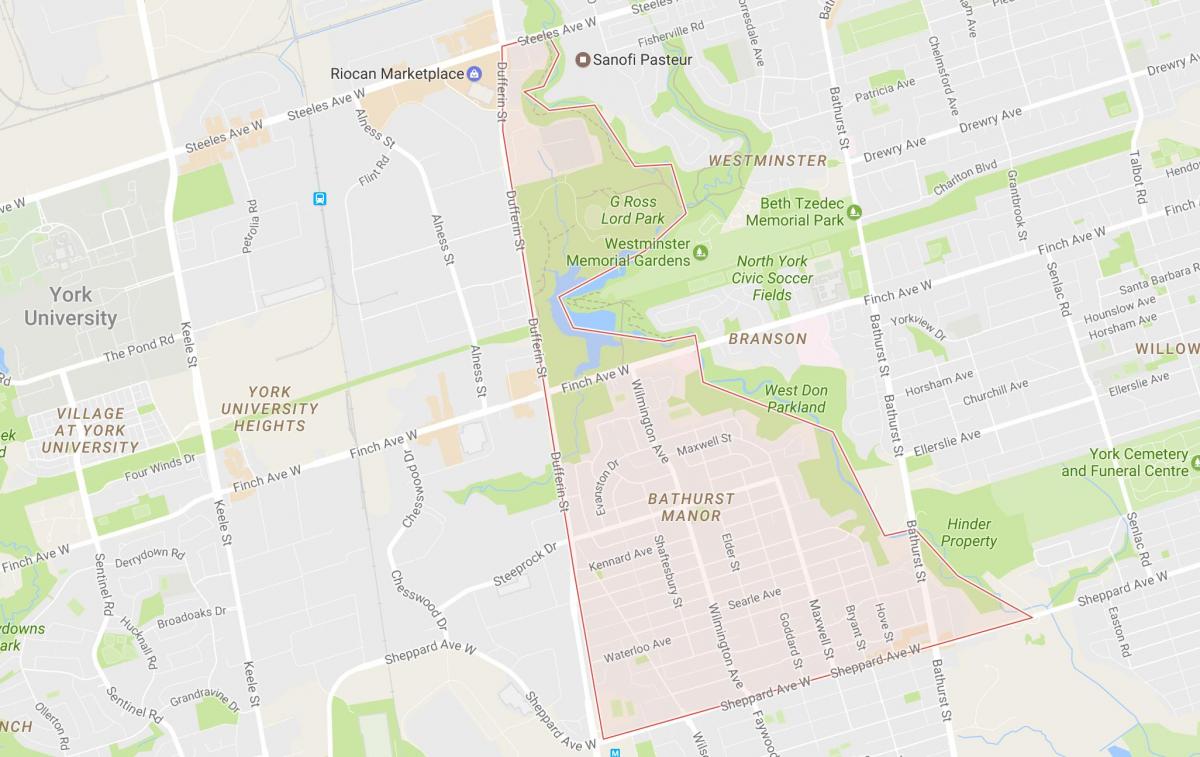 Bathurst Manor mahalle Toronto haritası 