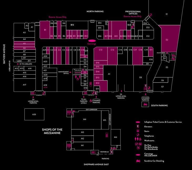 Bayview Village Alışveriş Merkezi haritası 