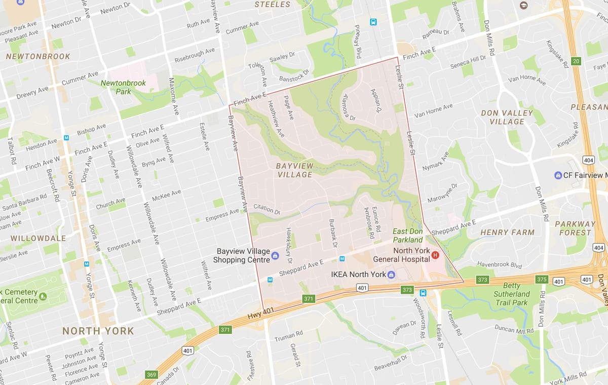 Bayview Village mahalle Toronto haritası 