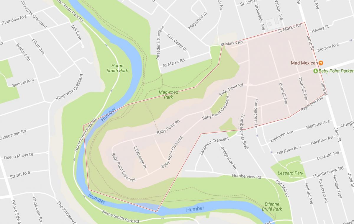 Bebeğin harita Noktası mahalle Toronto