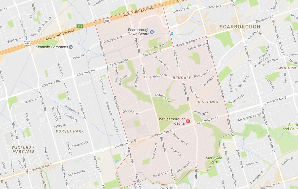 Bendale mahalle Toronto haritası 