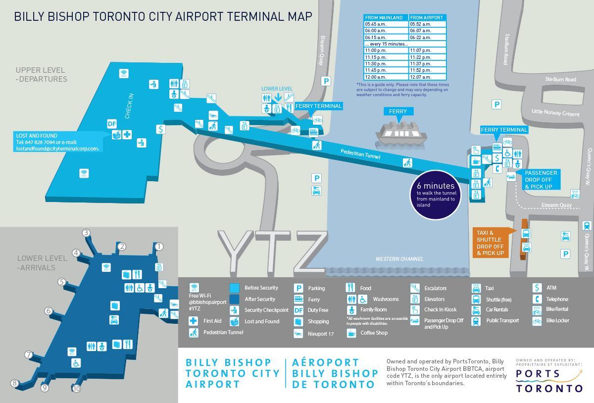 Billy Bishop Toronto city Havaalanı haritası 