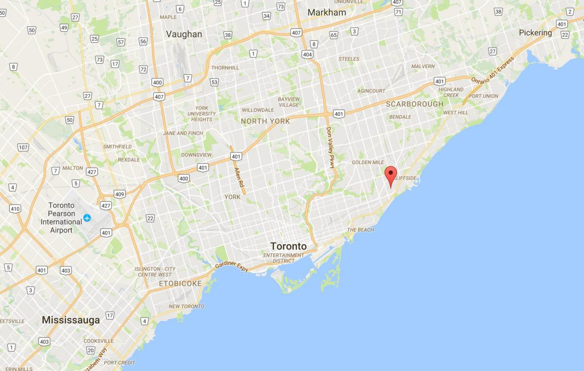 Birch Cliff Heights bölgesinde Toronto haritası 