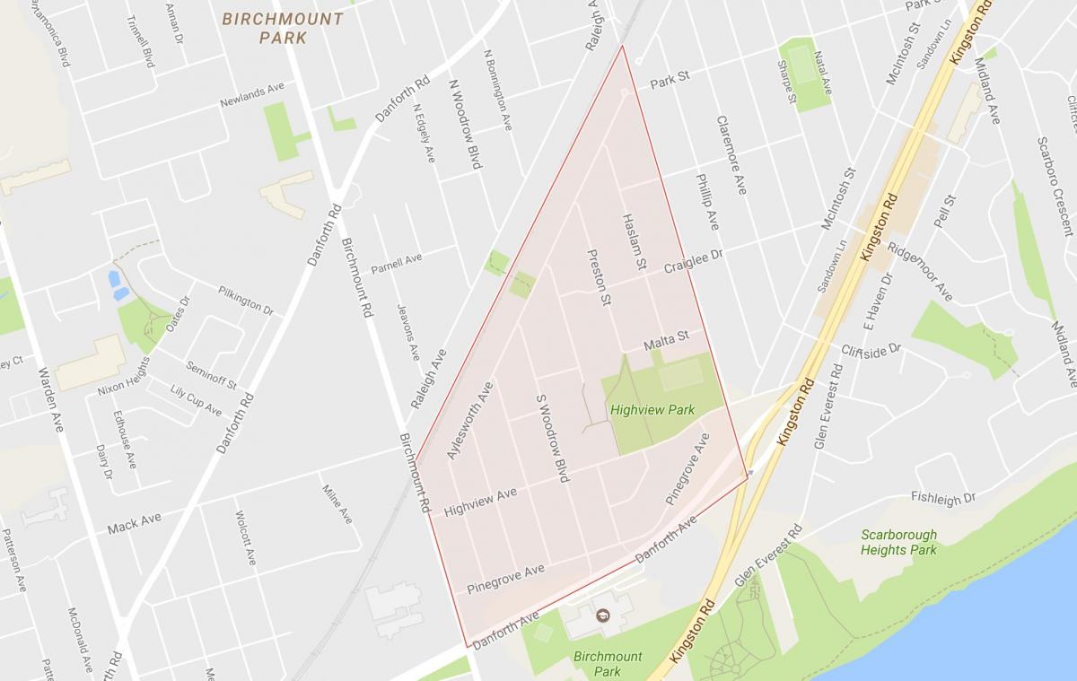 Birch Cliff Heights mahalle Toronto haritası 