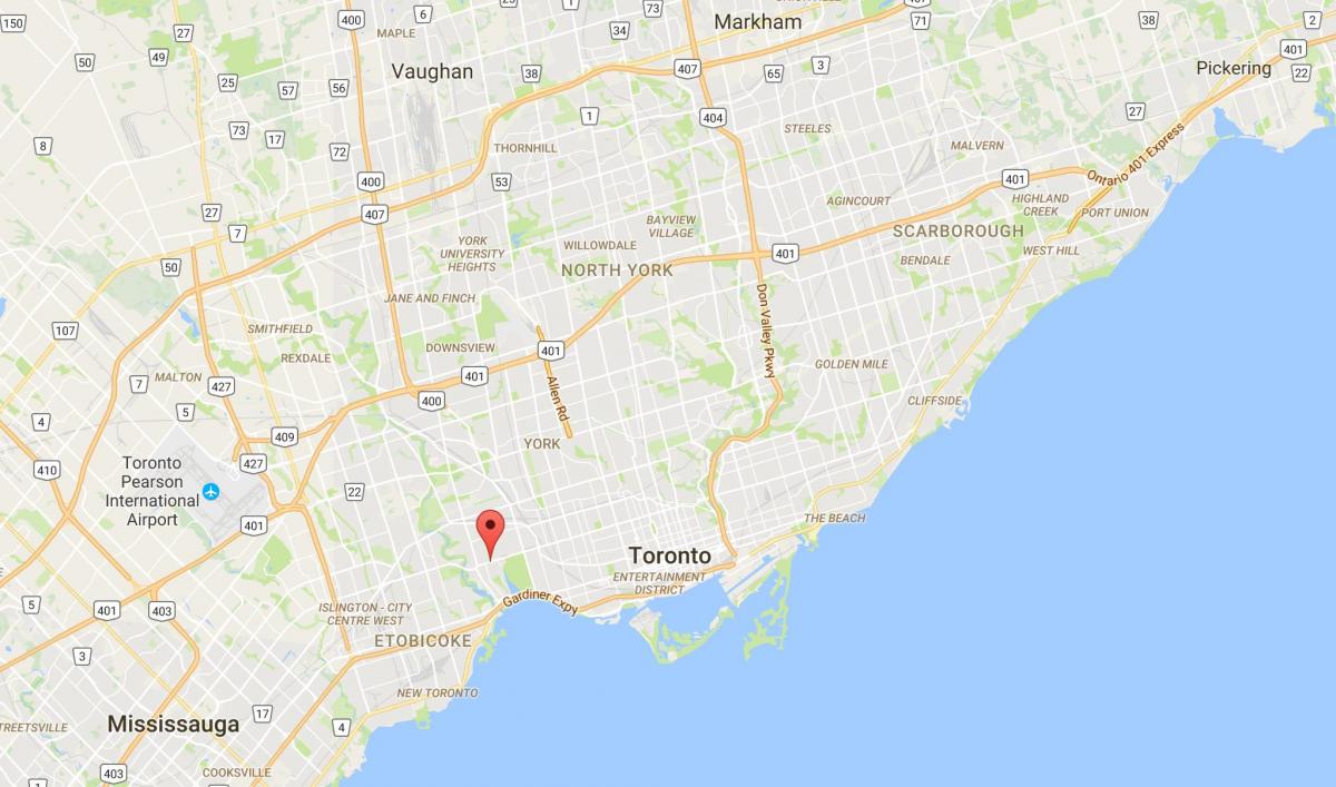 Bloor West Village bölgesindeki Toronto haritası 