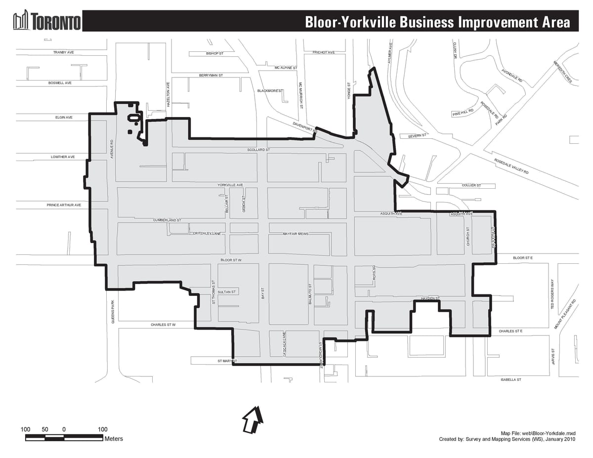 Bloor Yorkville Toronto boudary haritası 