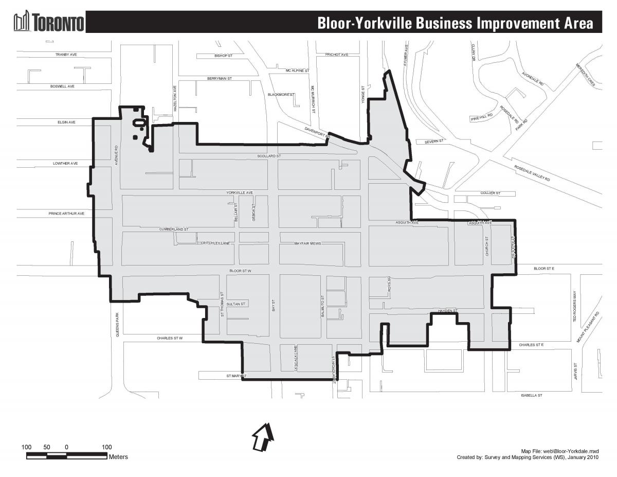 Bloor Yorkville Toronto boudary haritası 