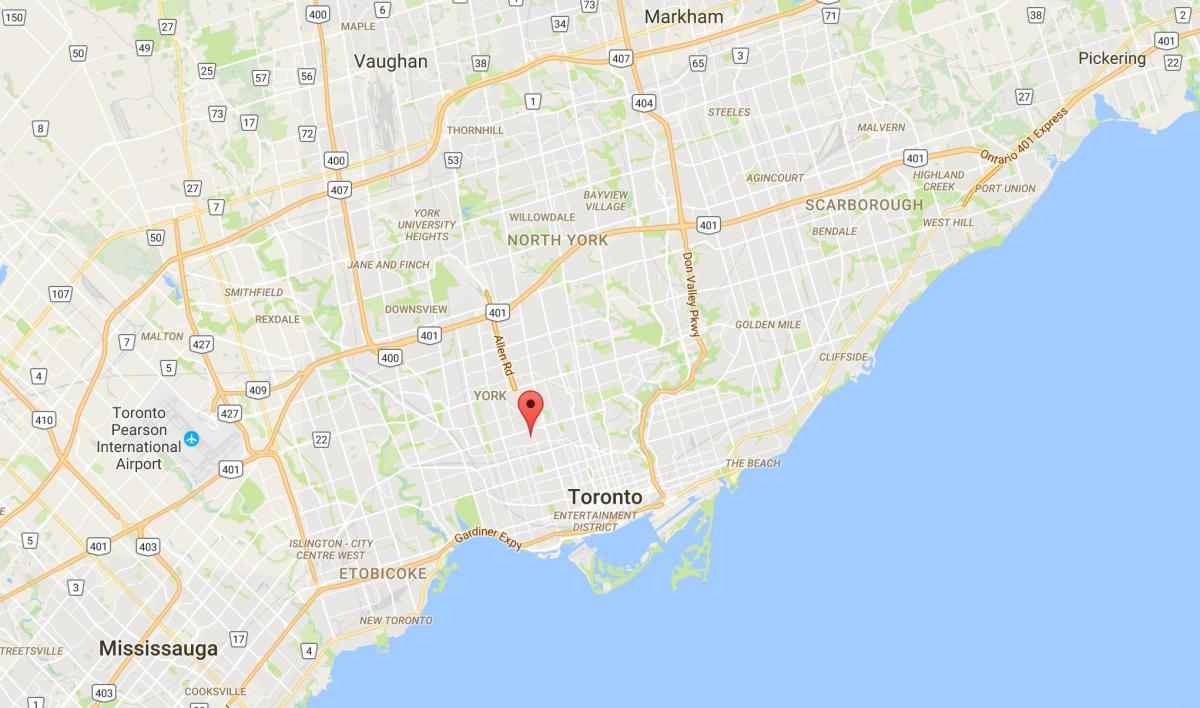 Bracondale Hill bölgesinde Toronto haritası 