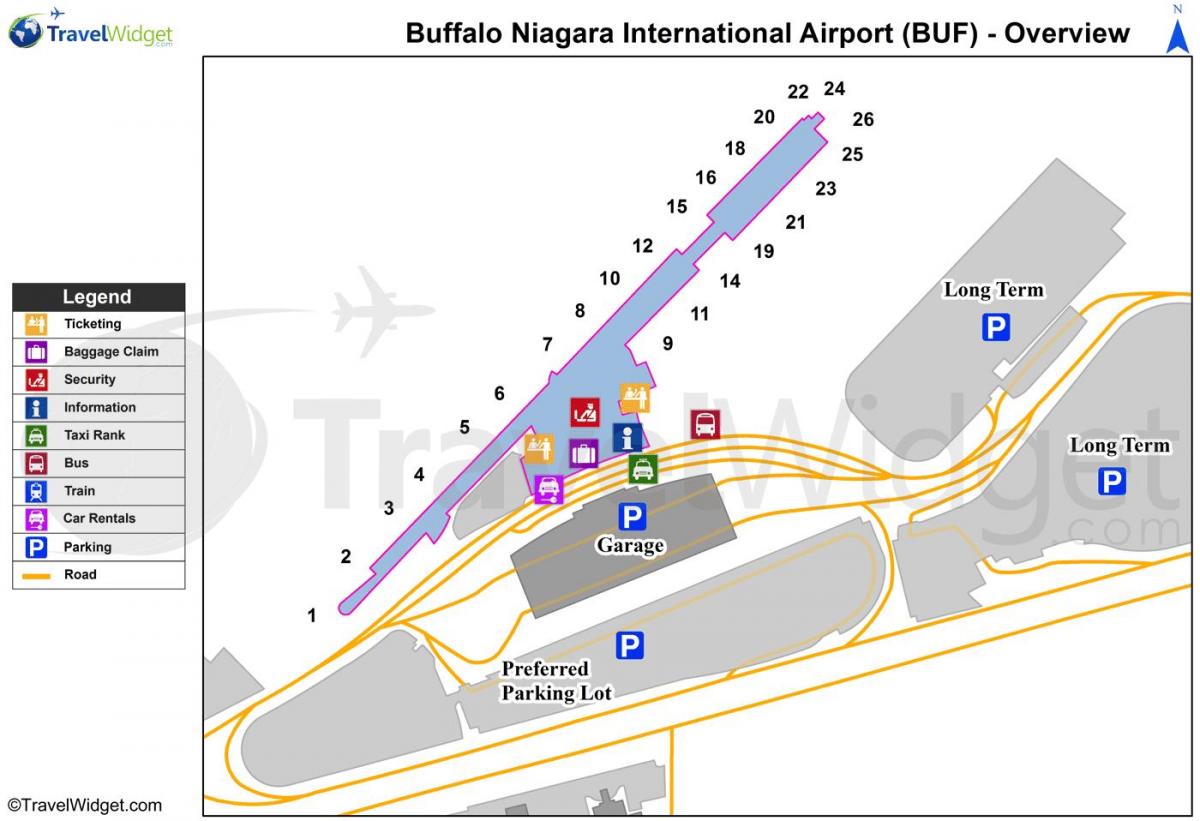 Buffalo Niagara havaalanı haritası 