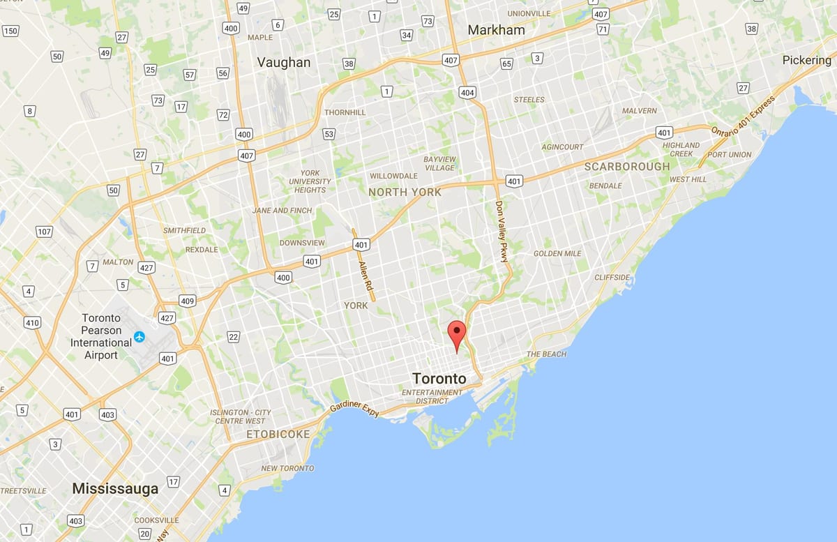 Cabbagetown bölgesinde Toronto haritası 