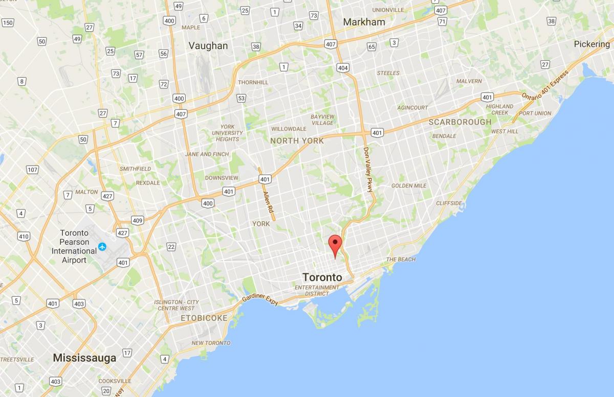 Cabbagetown bölgesinde Toronto haritası 