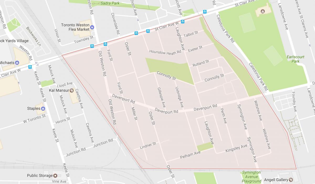 Carleton Köy mahalle Toronto haritası 