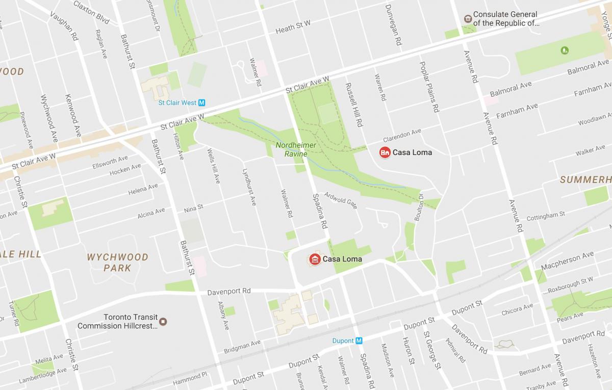 Casa Loma mahalle Toronto haritası 