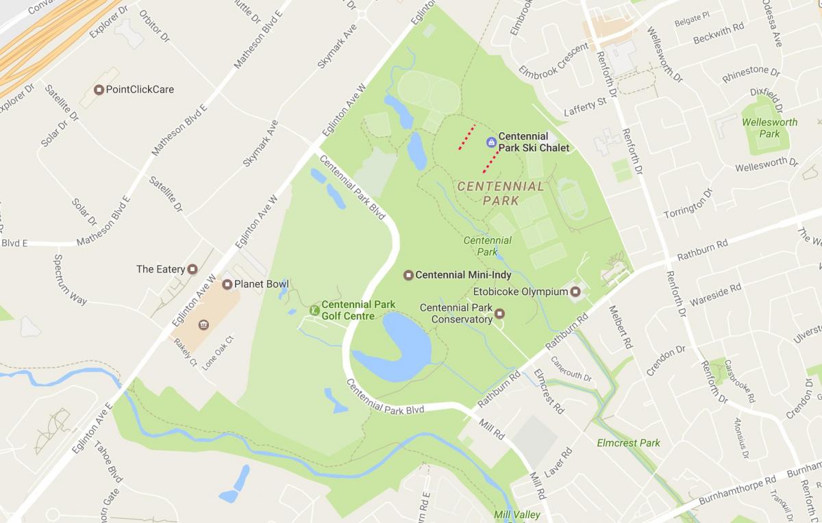 Centennial Park mahalle Toronto haritası 