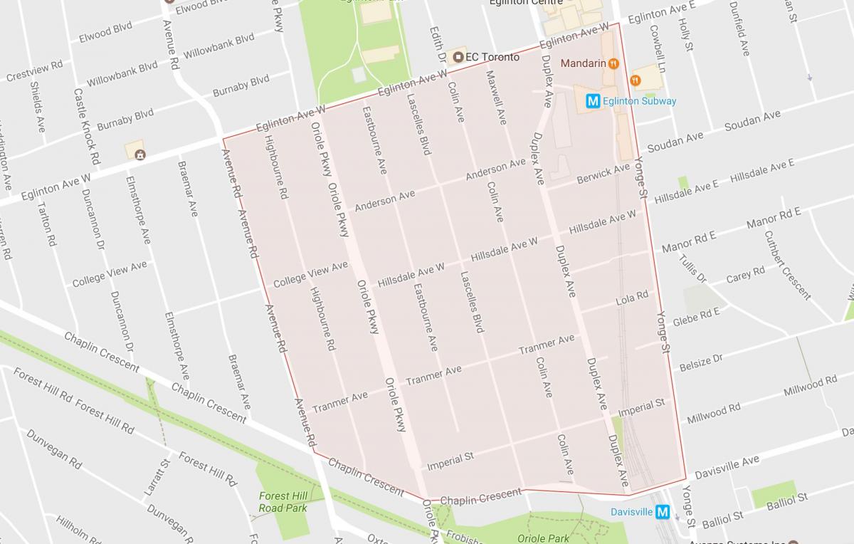 Chaplin Estates mahalle Toronto haritası 