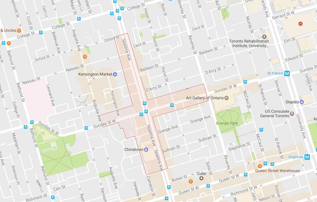Chinatown mahalle Toronto haritası 