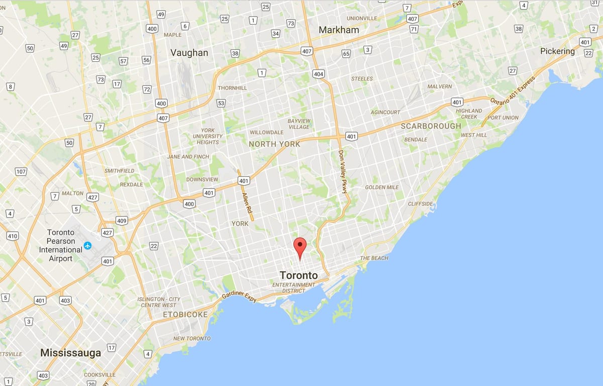 Church ve Wellesley bölgesinde Toronto haritası 