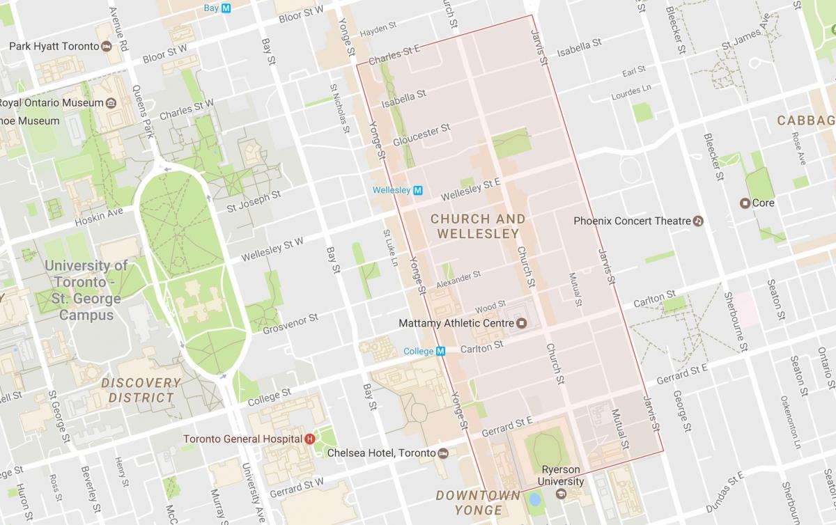 Church ve Wellesley mahalle Toronto haritası 