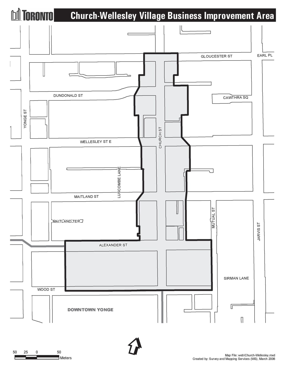 Kilise haritası-Wellesley Village iş Geliştirme Alanında Toronto