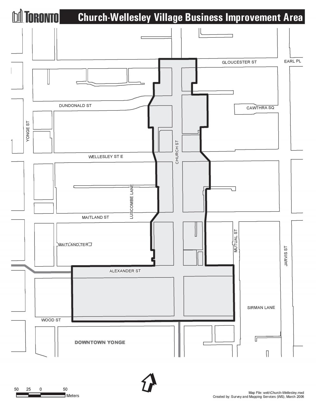 Kilise haritası-Wellesley Village iş Geliştirme Alanında Toronto