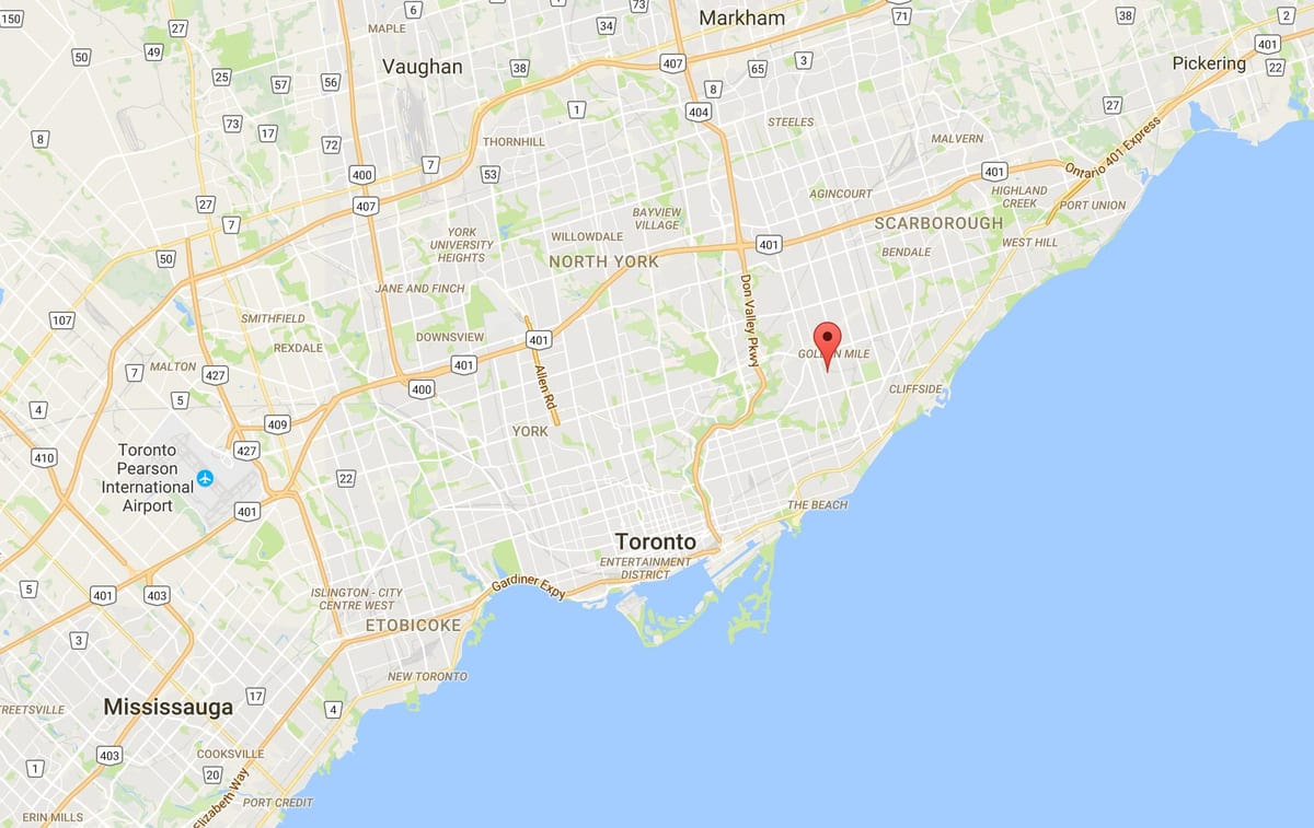 Clairlea ilçe Toronto haritası 