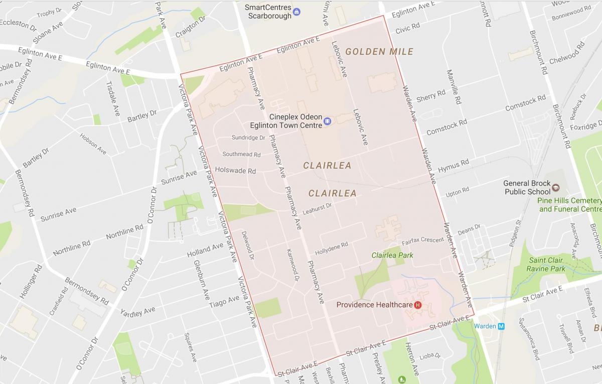 Clairlea mahalle Toronto haritası 