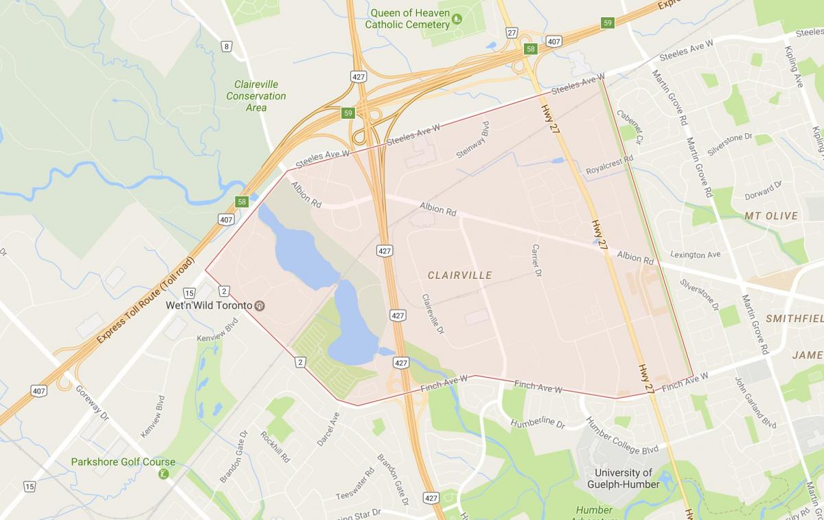 Clairville mahalle Toronto haritası 