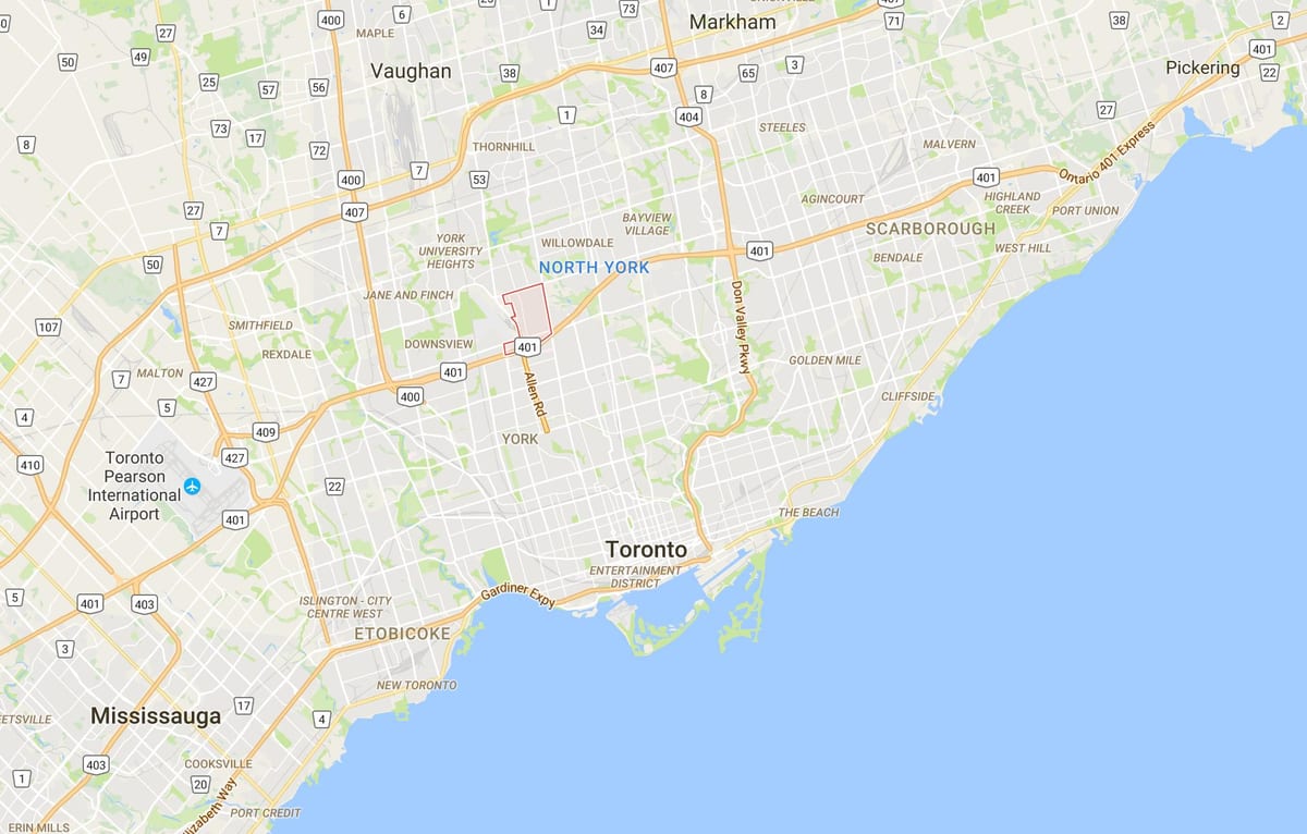 Clanton Park district, Toronto haritası 