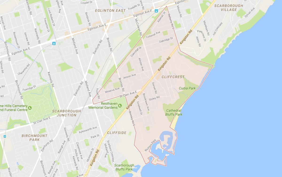 Cliffcrest mahalle Toronto haritası 