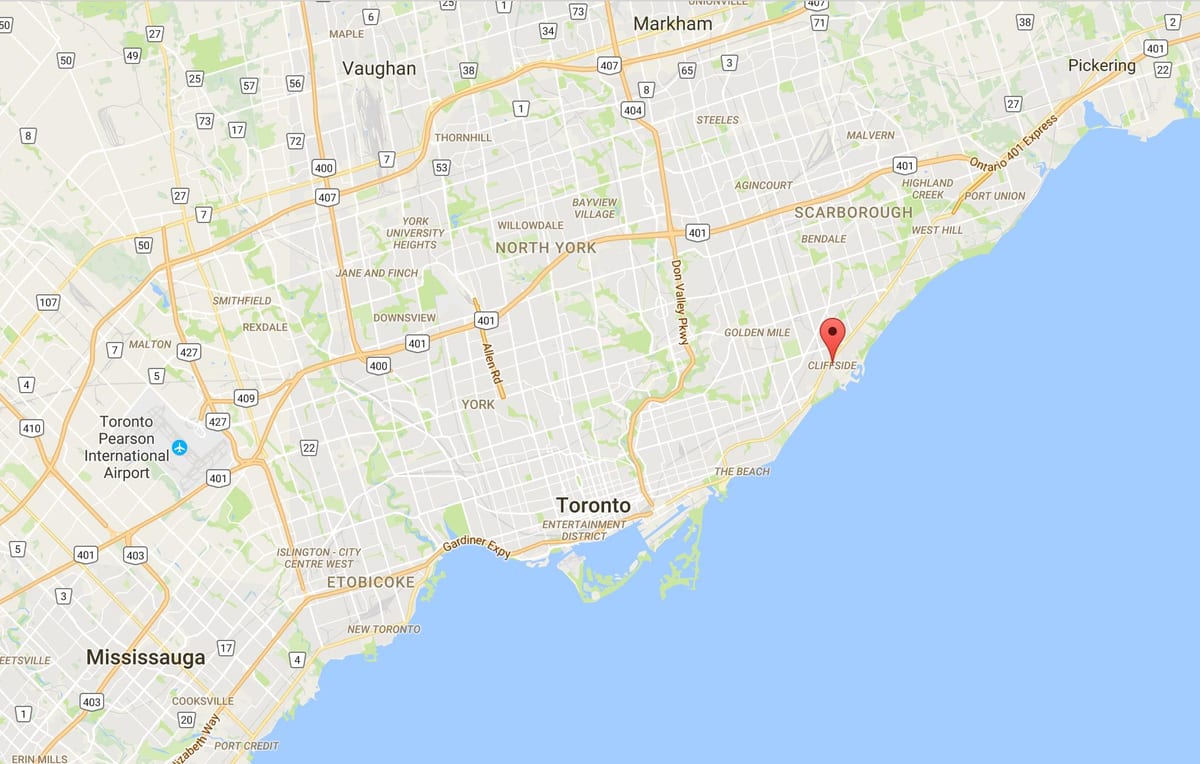 Cliffside bölgesinde Toronto haritası 