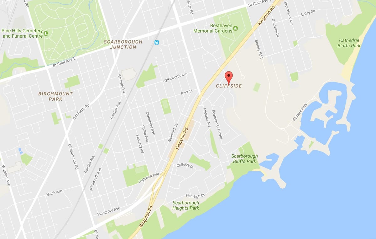 Cliffside mahalle Toronto haritası 