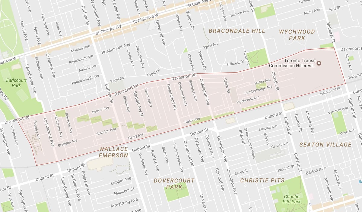 Davenport mahalle Toronto haritası 