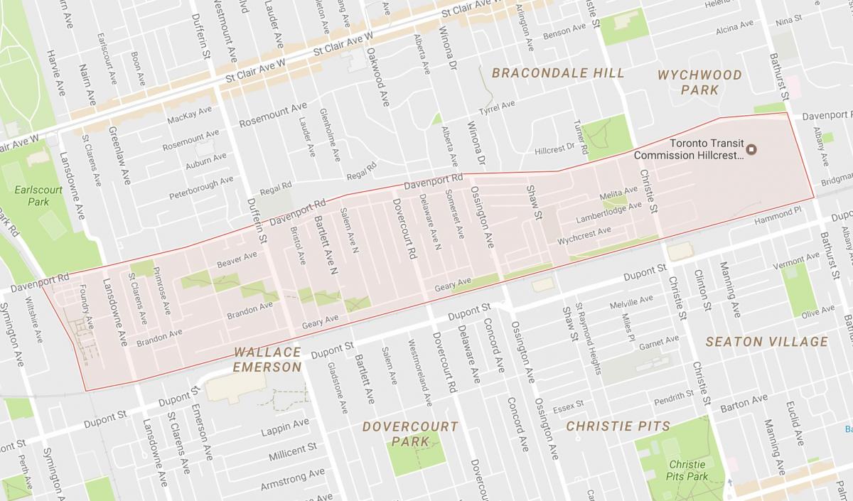 Davenport mahalle Toronto haritası 