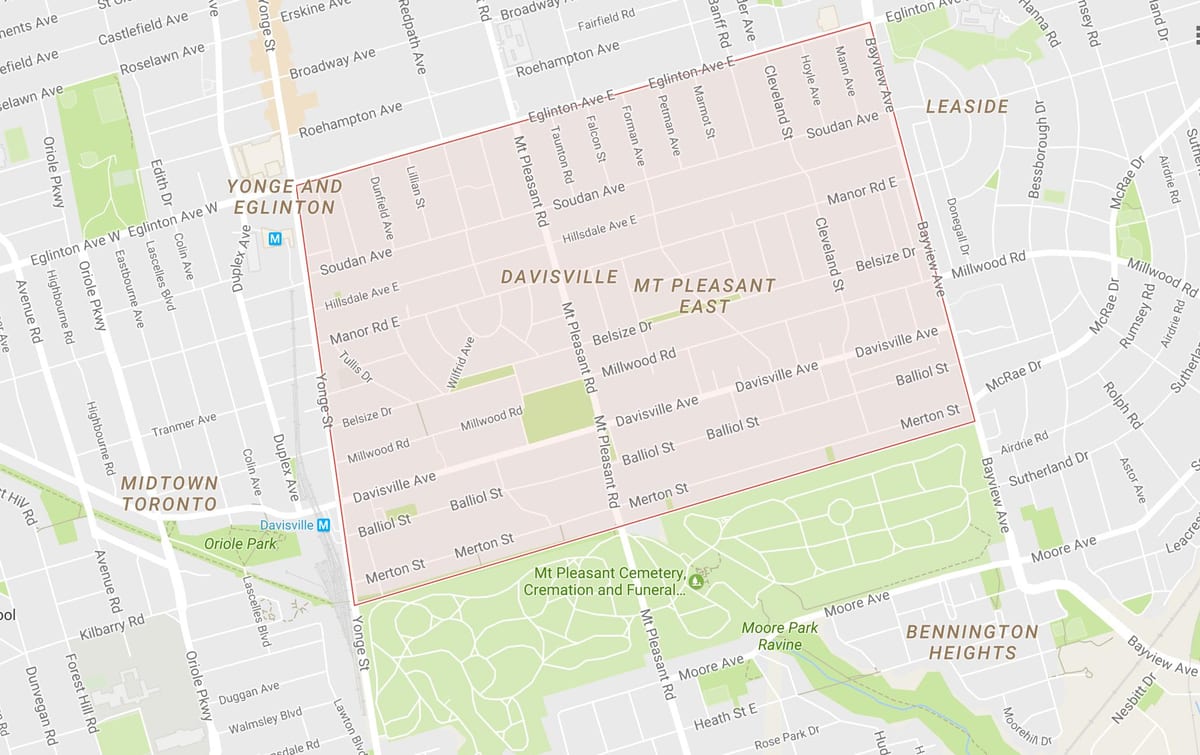 Davisville Köy mahalle Toronto haritası 