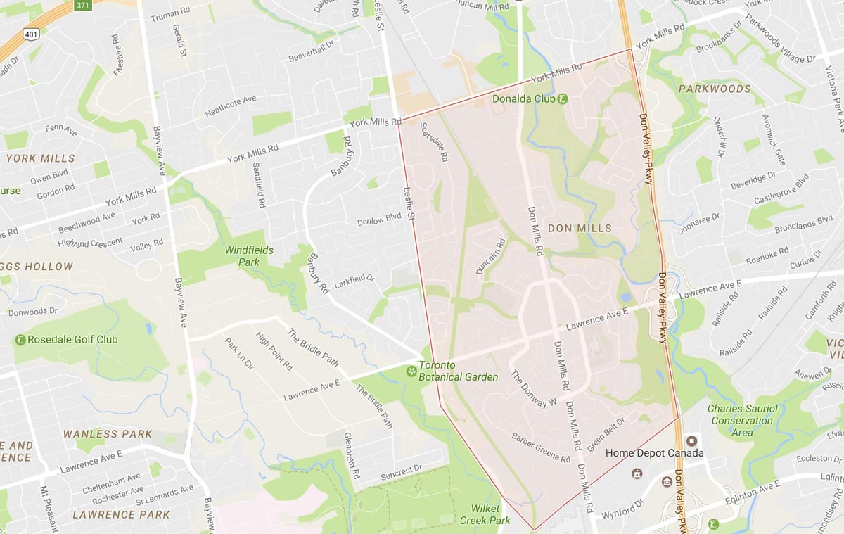 Don Mills mahalle Toronto haritası 
