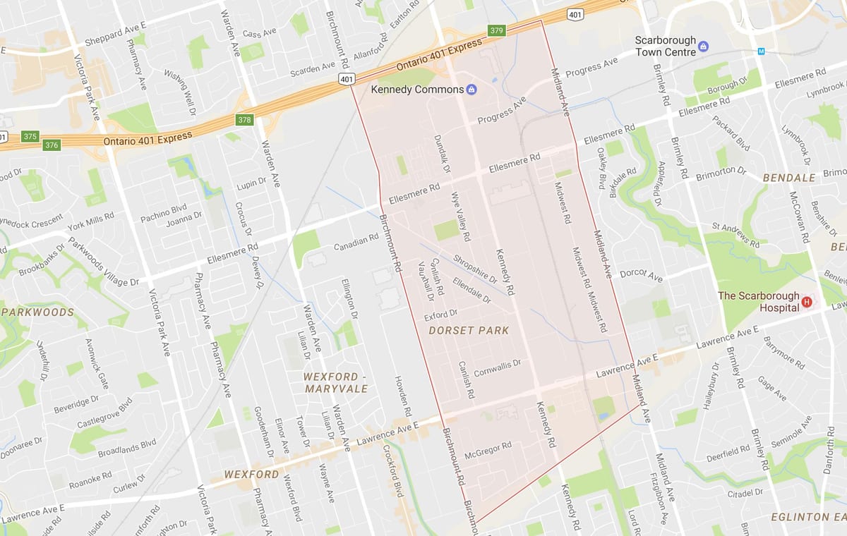 Dorset Park mahalle Toronto haritası 
