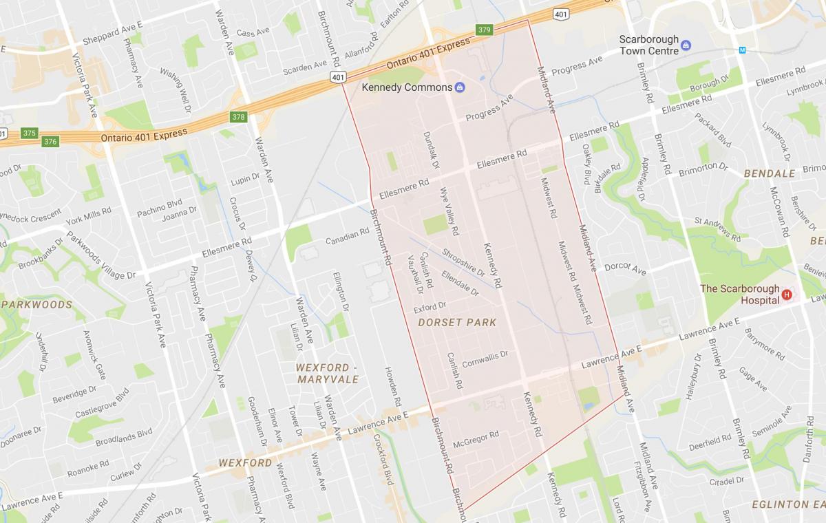 Dorset Park mahalle Toronto haritası 