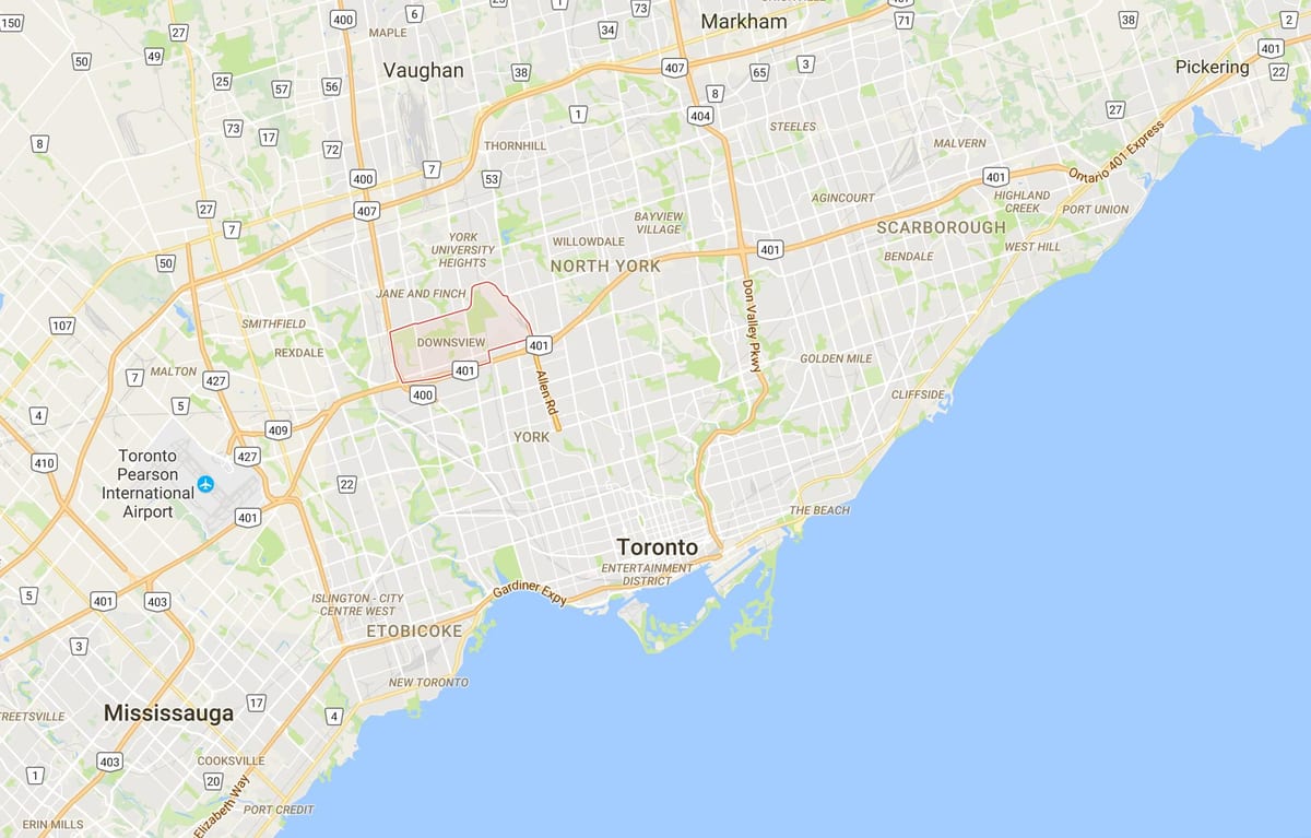 Downsview district, Toronto haritası 
