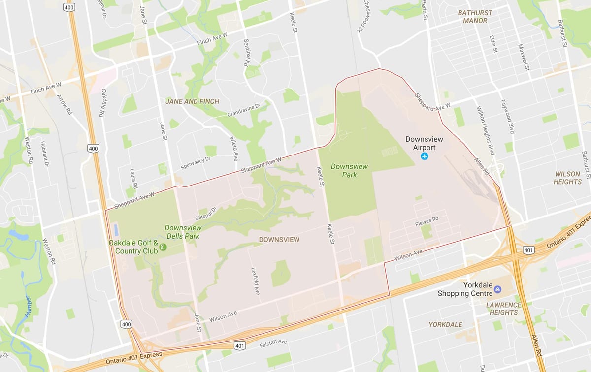 Downsview mahalle Toronto haritası 