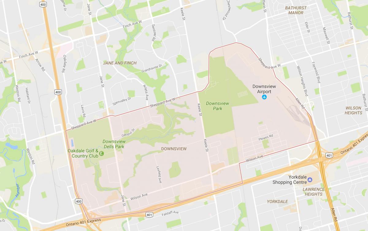 Downsview mahalle Toronto haritası 