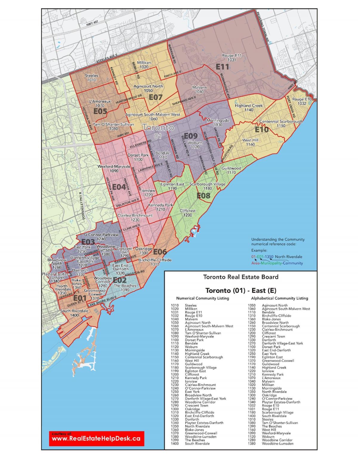 Doğu Toronto haritası 